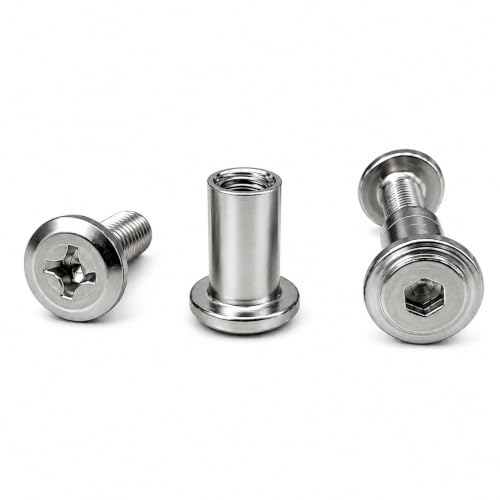 Image of By VP INDUSTRIES (Combo -20 Pcs) M6x35 mm JCB Phillips Head Screw with Sleeve Nut | Nickel Plated, Male-Female Connector for Woodworking, Electrical Fittings, DIY Projects & Industrial Applications