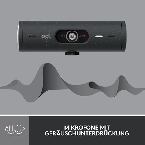 Logitech Brio 500 Full-HD-Webcam mit Auto-Lichtkorrektur, Zeigemodus, Doppelmikrofon + Rauschunterdrückung, Webcam-Abdeckung, für Microsoft Teams, Google Meet, Zoom, USB-C-Kabel - Graphit - 3