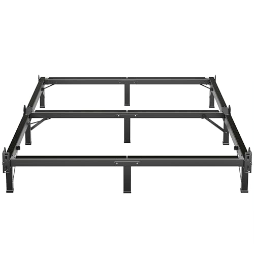 MAF Metal Bed Frame Queen 8 Inches 9-Legs Support Bed Base Queen Bed Frame for Box Spring and Mattress Basics Bed Frame Headboard Attachable Tool-Free Easy Assembly Black