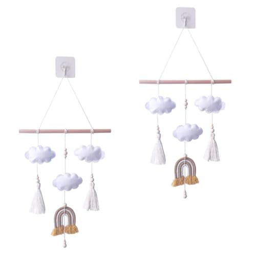 Amosfun 1 Jeu Pendentif Mobile pour Bébé Au Plafond Tenture Murale en Macramé Arc-en-Ciel Cloud LED Décoration Suspendue À La Maison Décoration Murale D'intérieur Fil 2 Pièces