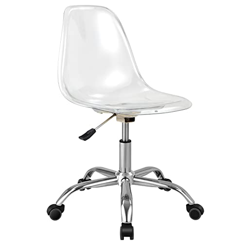 Armless Chairs Acrylic Office Chair With Wheels COSTWAY Acrylic