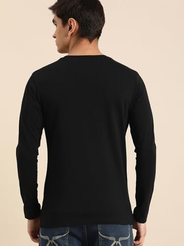 Image of Bewakoof Men's Cotton Printed LeaderFull Sleeves | Round Neck | Regular Fit T-Shirt /Tee