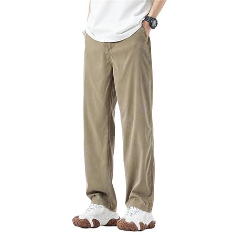 Men's Loose Jeans Summer Thin Denim Pants Wide Leg Straight Elastic Waist Drawstring Trousers