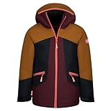 lego skijacke 110 Wasserdicht Trollkids wasserdichte atmungsaktive Mädchen Ski-Jacke RAULAND, Karamell-Braun/Burgunderrot/Schwarz/Lachsrosa, Größe 110