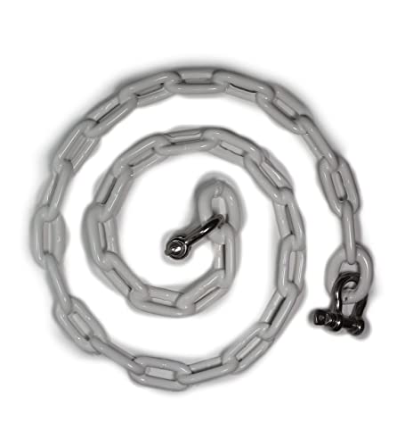 Pvc Coated Boat Anchor Chain With Stainless Steel Shackles 4Foot/ 5Foot/ 6Foot/ Black/White (White, 1/4" X 4 Foot) #TOP1
