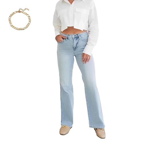 Arisefrom Jeans, Plus Size Vintage Wash Stretchy Jeans, Casual High Waisted Jeans for Women