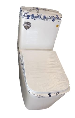Image of Toris One-Piece Rimless Western Toilet, S-Trap | 27.5 x 13.5 x 29 inches | White Glossy Finish, Siphonic Flushing System | Includes Soft-Close Seat Cover | Floor Mounted Western Commode