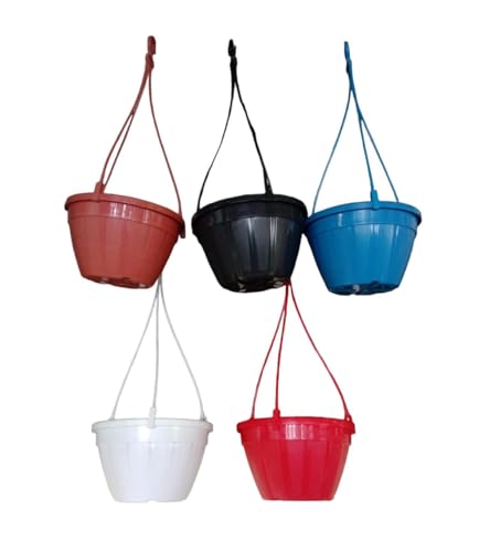 Image of KUMUDAM Plastic Hanging Basket (Brown) Pack of 10 | Hangers for Pots | Planter Holder | Plastic Hanging Basket Hooks | Flower Pot Hangers for Outdoor and Indoor |