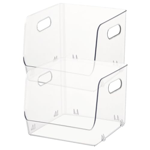 Boîte de rangement transparente en PET lot de 2 organisateurs empilables pour bureau