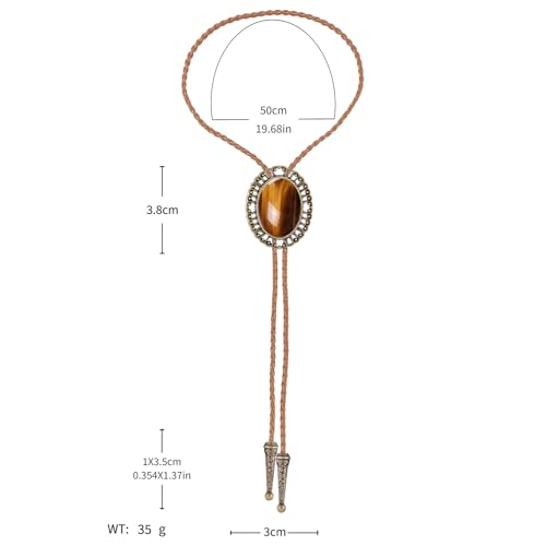 Image of GelConnie Native American Bolo Tie Rodeo Cowboy Leather Necktie Western Necklace Costume Accessories for Men,Women