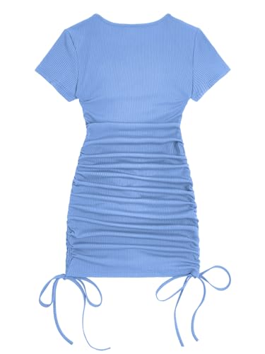 Image of Milumia Women's Casual Rib Knit Short Sleeve Drawstring T Shirt Dress
