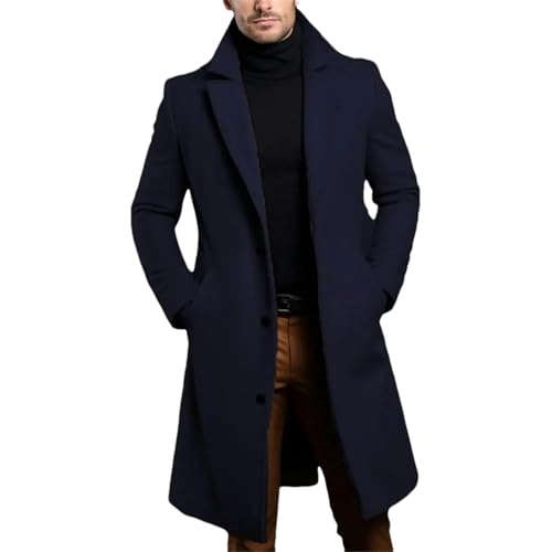Manteau en laine homme noir contre le froid et le vent hivernal L