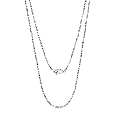 Collier en argent pour femmes chaîne corde 1,5mm bijoux ras de cou sterling