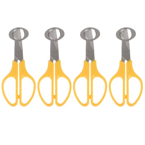 VANZACK Juego de 4 Tijeras para Huevos de Codorniz de Acero Inoxidable Cortadores de Cáscara de Huevo Amarillos Utensilios de Cocina Hogar y Restaurante