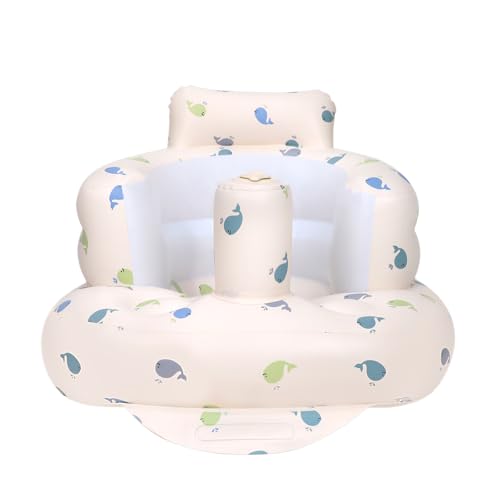 Image of AirSwim Inflatable Baby Chair, Inflatable Baby Seat for Babies 3 Months and Up, Summer Blow Up Chair with Built in Air Pump, Bumbo Seat for Learning to Sit, Palying, Camping, Whale