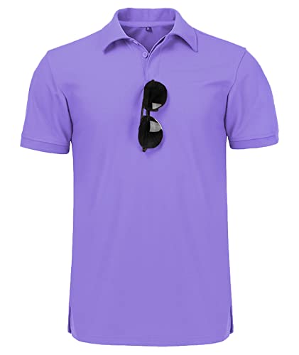 Zity Mens Polo Shirt Short Sleeve Sports Golf Tennis T-Shirt Purple-3Xl #TOP1