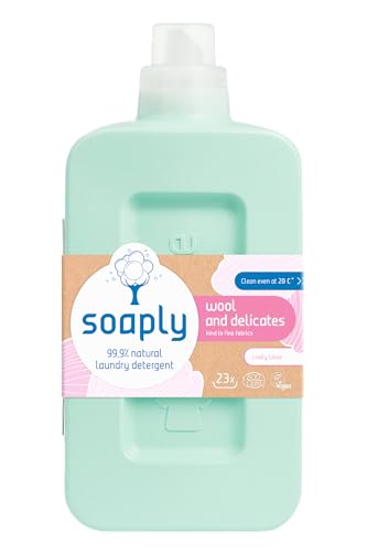 Soaply - Liquid Laundry Detergent - Wool & Delicates, Lively Lotus - 99.8% Natural Ingredients, Designed to Clean & Care Wool & Silk even at 20°c - Made with Natural Soap - 1000ml