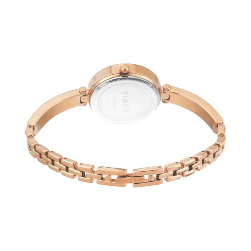 Image of TIMEX Analog Watch for Women with Mother of Pearl White Round Dial & Rose Gold Brass Bracelet Band Water Resistant Women's Wrist Watches - TWEL200SMU05