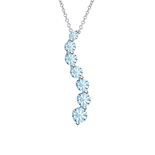 0.50ctw Journey Created Aquamarine Pendant-Necklace 18