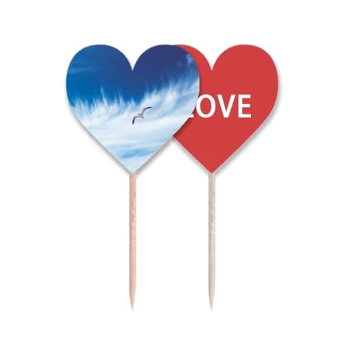 Pic cupcake nuages oiseau bleu art déco cure-dents - 2