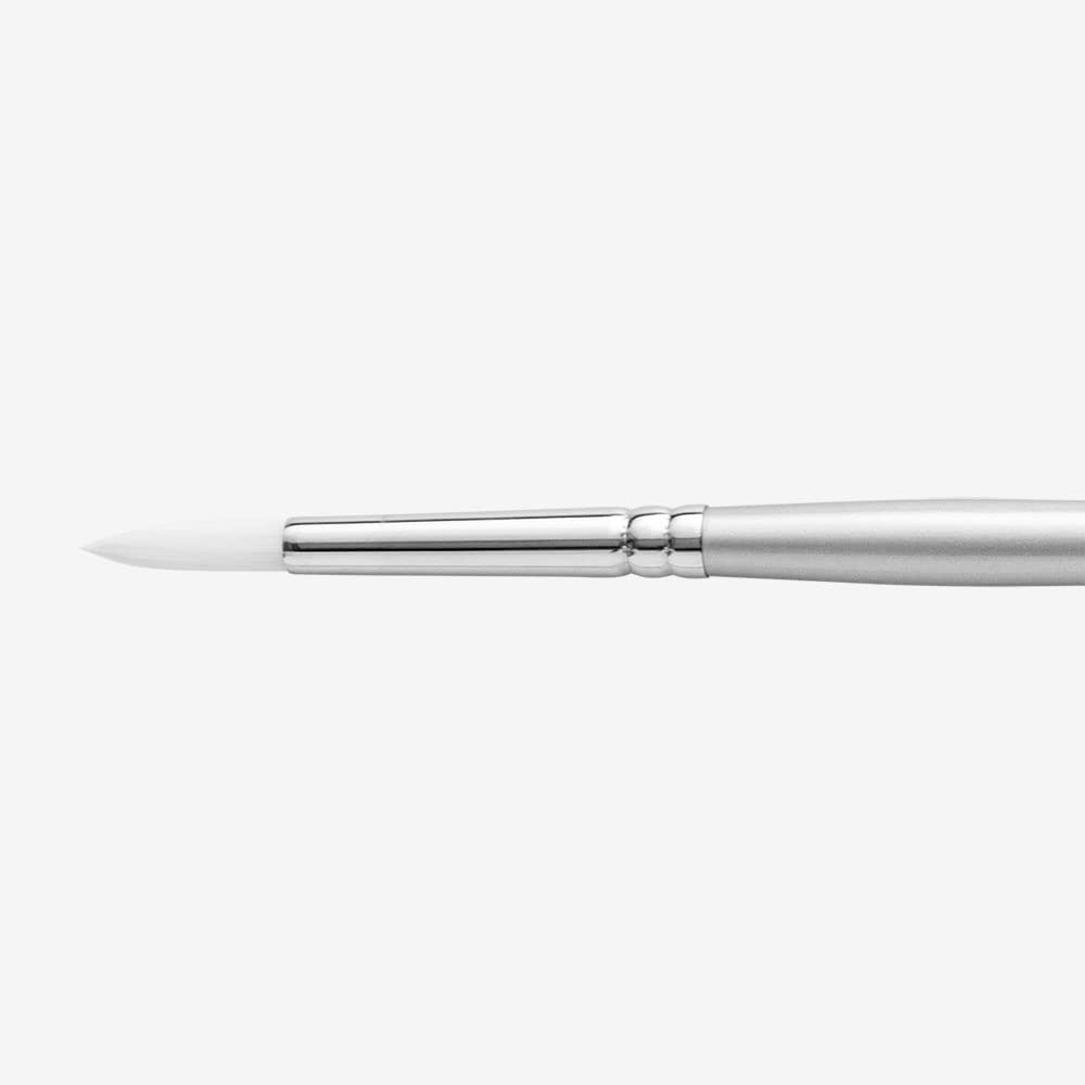 Pro-Arte White, Silver Pro Arte : Sterling Acrylix Long Handled - Round Synthetic Acrylic / Oil Brush Series 201R Size 4