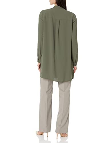 Anne Klein Women's Solid Nehru Tunic-Kelp, Xs #TOP1