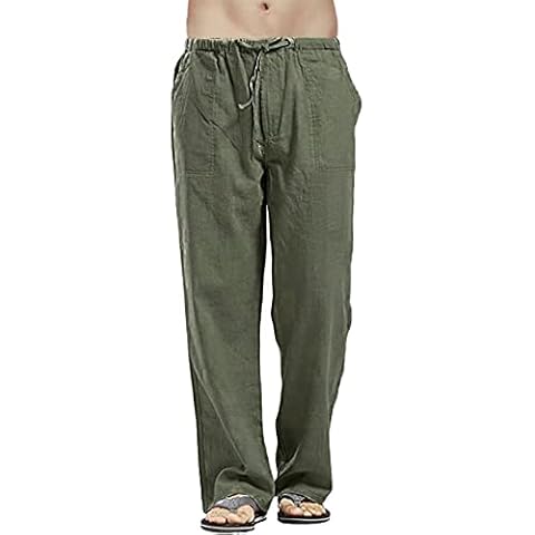 Pantalones Casuales de Algodón y Lino para Hombre Vancavoo Cover