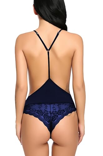 Image of Xs and Os Women Lingerie Polycotton Deep V Neck Lace Nightwear