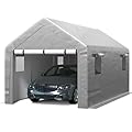 Jocoevol Carport 10x20 ft Heavy Duty with Roll-up Windows, Portable Garage with Removable Sidewalls & Doors, Car Canopy with Sandbags All-Season Tarp for Car Boat Truck Motorcycle