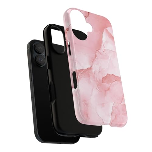Coque rigide brillante texture marbre rose compatible iPhone 16 antichoc - 3