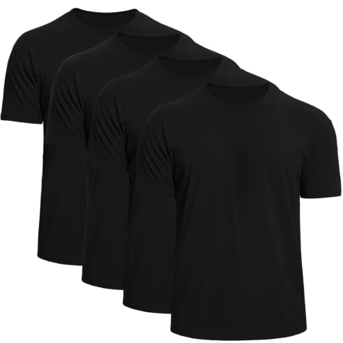 Men's Crew Neck T-Shirts 4-Pack - Soft Short Sleeve Basic Tees, Comfortable Classic Fit Jersey Shirts for Men