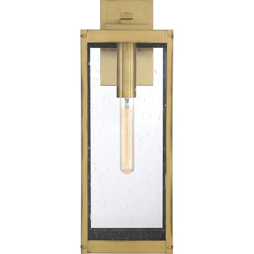 Image of Quoizel Westover 20 inch Outdoor Wall Lantern, Antique Brass | 1-Light, Clear Seeded Glass, E26 Base, ETL Wet Rated