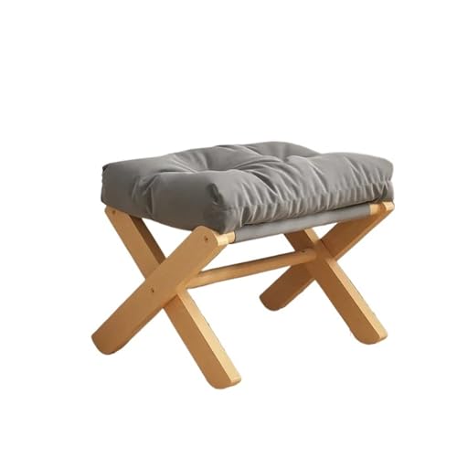 Repose-Pieds Pliable en Bois de Hêtre Gris Clair | Tabouret de Rangement Compact