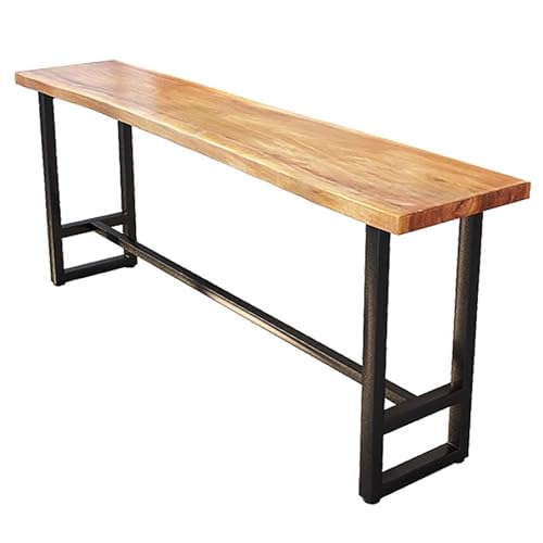 Mesa industrial de madera maciza para cocina, pub, restaurante, bar y cafetería, fácil de montar y limpiar, mesa rectangular de madera (120 cm)