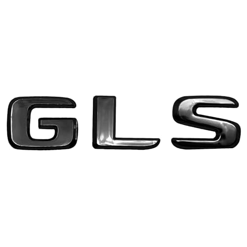 Emblema Adhesivo GLS, Insignia GLS Apto para Parte Trasera Autoadhesiva, Compatible con Mercedes, Pegatina GLS, Adhesivo GLS, Plástico, Negro Acabado Brillo