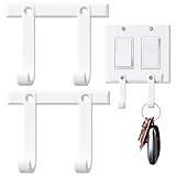 Light Switch Plate Hooks — 2-Pack, 4 Hooks Total — No-Drill Hooks for Keys, Lanyards & Leashes - Fits Most Standard Switch Plates — Great for Entryway, Mudroom, Kitchen, Office, Apartment, Dorm