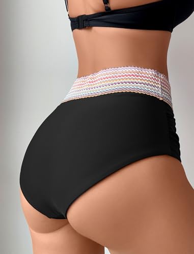 ZAFUL Womens High Waisted Swim Shorts Sporty Color Block Boyshort Bathing Suit Bottoms for Beach Pool Surf3