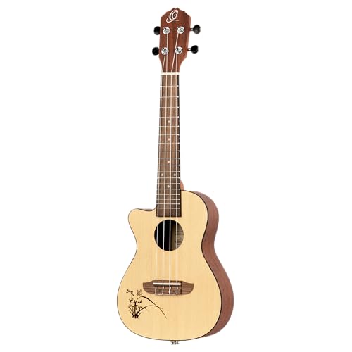 Ortega Guitars Konzert Ukulele Linkshänder – Elektro-Akustisch – Bonfire Series – Fichte, Sapele, Natur (RU5CE-L)