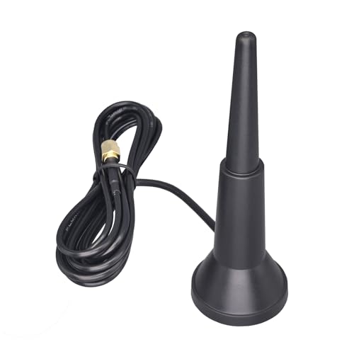 Dixingtek Outdoor 10ft 2.4GHz 5GHz 5.8GHz Dual Band WiFi Bluetooth 4G LTE 5G RP SMA Magnetic Antenna, Compatible with Router PC Desktop Computer Security Cellular Camera Waterproof Pyramidal Antenna