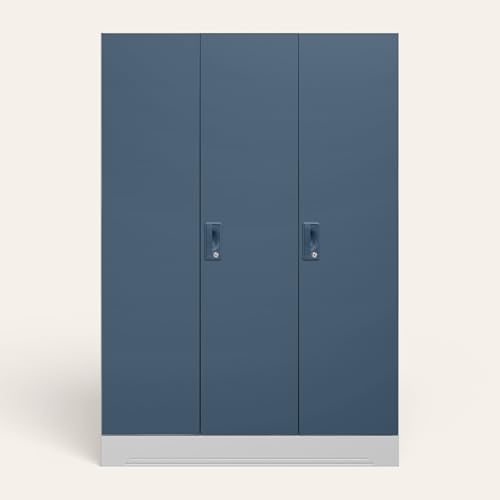 Image of Interio by Godrej Slimline 3-Door Steel Almirah (Blue Fusion), 1-Year Warranty, 1 Locker