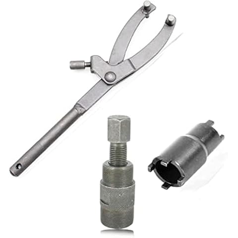 QISF 3Pcs Spanner Wrench Magneto Fly Wheel Clutch Hub Adjustable Tool + 24mm&27mm and 20mm&24mm Clutch Lock Nut Spanner Repair Tool for Motorcycle ATV Scooter Dirt Bike Go Kart Cover