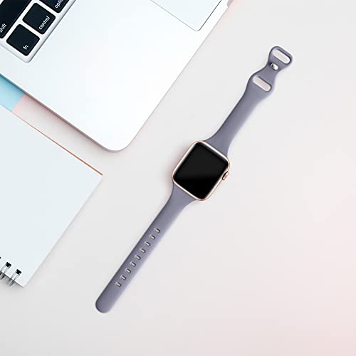Image of Thin Slim Band Compatible with Apple Watch 38mm 40mm 41mm 42mm 44mm 45mm 46mm 49mm, Replacement Silicone Sport Strap for iWatch Series 11 /10 /9 /8 /7 /6 /5 /4 /3 /2 /1 Ultra SE Women Men, Lavender Gray