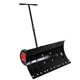 Jaxenor Schneeschieber mit Rädern, EIN-Stiel Schneeschaufel Metall mit Extra Breite 74cm Schaufel,...