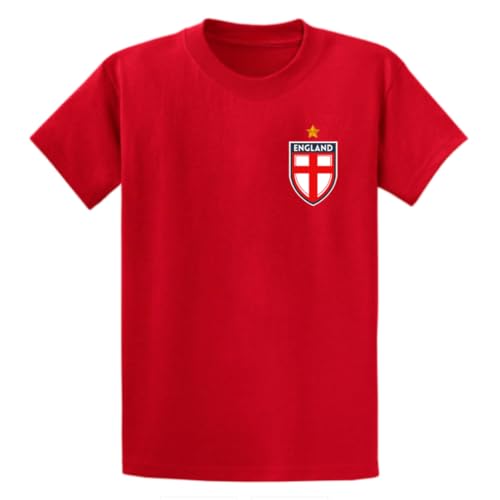 Second Ave Baby/Childrens Kids England Flag Badge Euros World Cup Football Red T Shirt Top Kit Boys & Girls