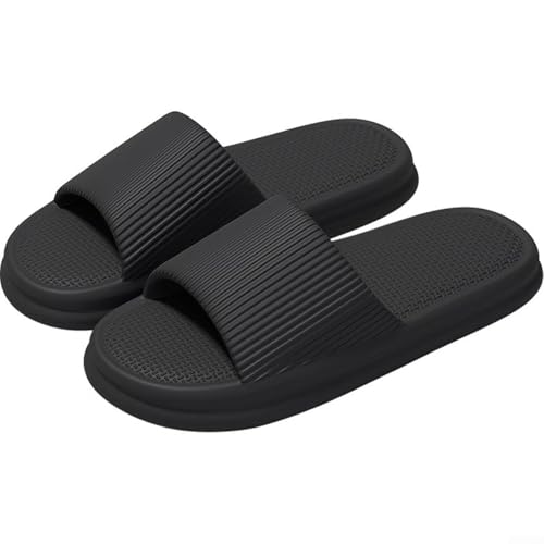 Pantuflas de baño ligeras de EVA con suela antideslizante y drenaje rápido de agua, adecuadas para ducha, piscina, gimnasio y uso doméstico (36-37 negro)