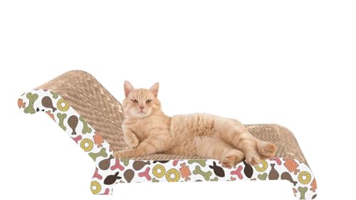 Image of PSK PET MART Chair Shape Cat Scratcher Cat Scratching Board Cardboard Cat Scratchers with Premium Scratch Textures Design Curved Shape Reversible Use Durable Scratching Pad