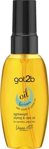 got2b Oil-licious Lightweight Styling & Care Oil 50 ml, for Nourished, Glossy Hair, with Argan & Jojoba Oil, Vegan Formula