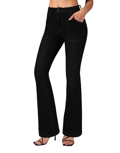 roswear Flare Jeans for Women Mid Rise Stretchy Skinny Curvy Denim Pants