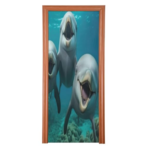FLildon Cute Dolphins Door Cover Decoration, Party Accessory Porch Decor for Festive Ornament Room Door Covers 32 x 79 Inch
