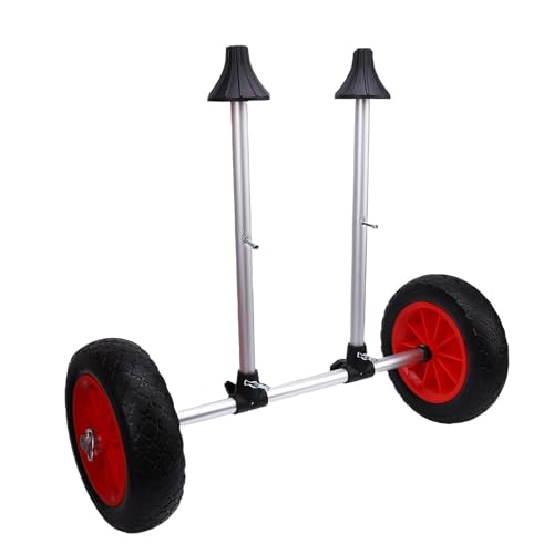 Luocute Carro para Kayak, Remolque Marino Plegable con Neumáticos Sólidos de 10 Pulgadas, Ancho Ajustable para Bote Pequeño en Canoa y Kayak, Marco de Protección de Espuma